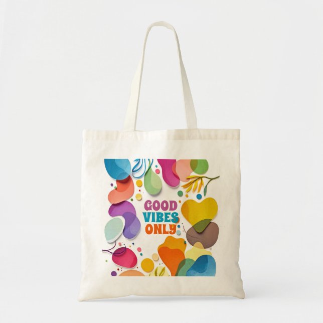 Vibrant Abstract Shapes Botanical Modern Boho Tote Bag (Front)
