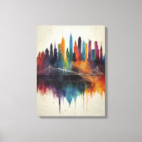 Vibrant Abstract Skyline Cityscape Art