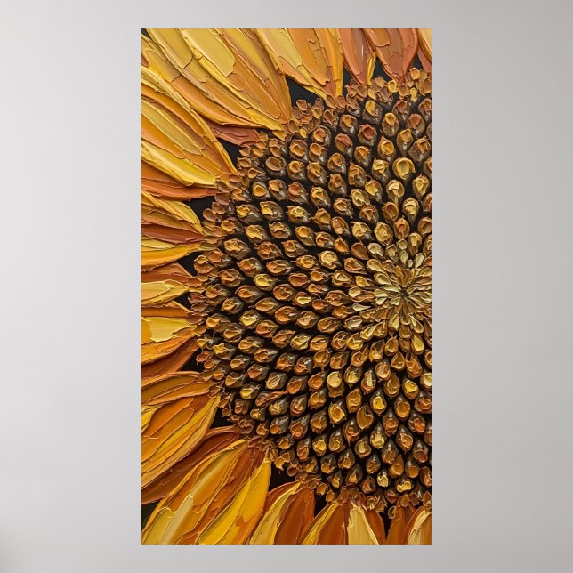 Vibrant Abstract Sunflower Impasto Poster (Front)