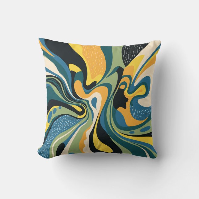 Vibrant Abstract Swirl Art Cushion (Front)