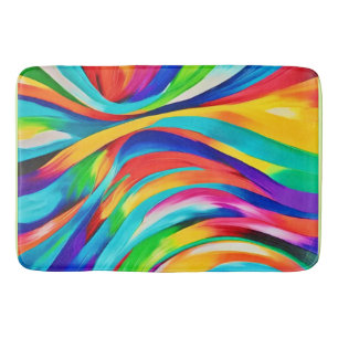 Vibrant Abstract Swirling Colour Art Bath Mat