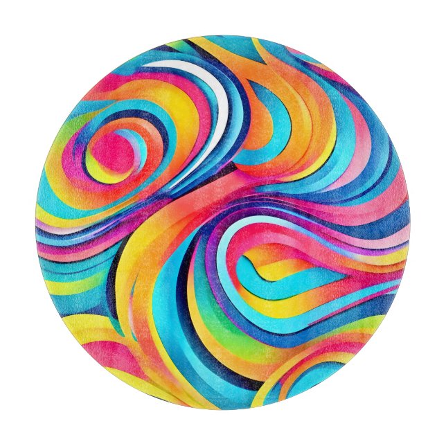 Vibrant Abstract Swirls of Colour Cutting Board (Front)