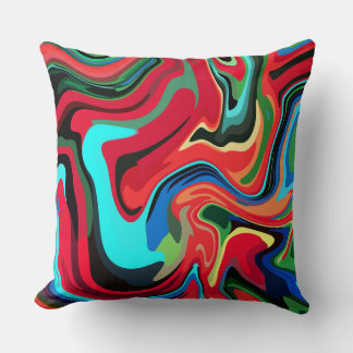 Vibrant Abstract Swirls with Red, Green, and Blue Cushion