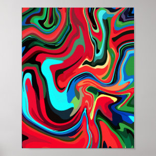 Vibrant Abstract Swirls with Red, Green, and Blue Poster