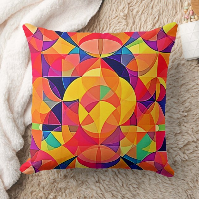 Vibrant Abstract Symmetry Art Cushion (Blanket)