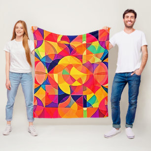 Vibrant Abstract Symmetry Art Fleece Blanket