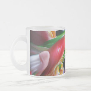 Vibrant Abstract Tulip Reflections Frosted Glass Coffee Mug