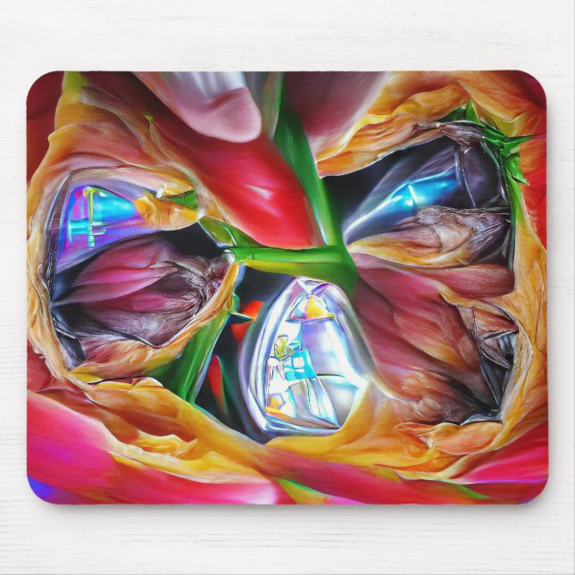 Vibrant Abstract Tulip Reflections Mouse Pad (Front)