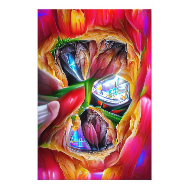 Vibrant Abstract Tulip Reflections Photo Print (Front)