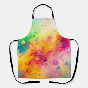 Vibrant Abstract Watercolor Splatter Pattern Apron