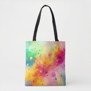 Vibrant Abstract Watercolor Splatter Pattern Tote Bag