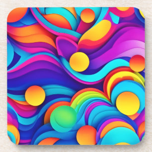 Vibrant Abstract Wave Art Coaster