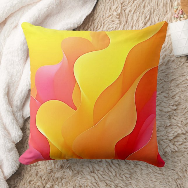 Vibrant Abstract Wave of Warmth Design Cushion (Blanket)