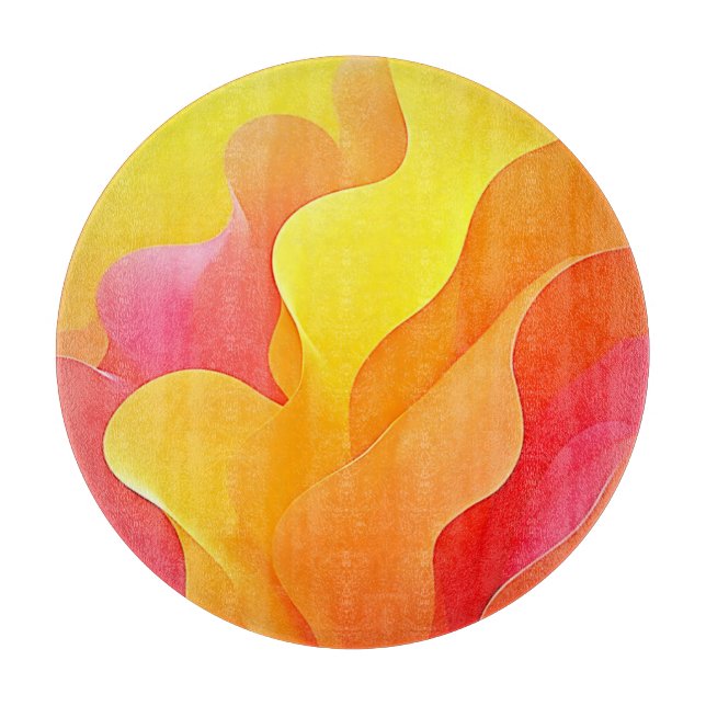 Vibrant Abstract Wave of Warmth Design Cutting Board (Front)