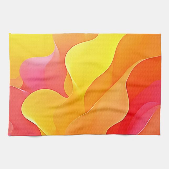 Vibrant Abstract Wave of Warmth Design Tea Towel (Horizontal)