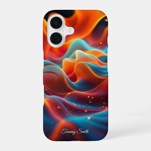 Vibrant Abstract Waves – Futuristic Art iPhone 16 Case (Back)