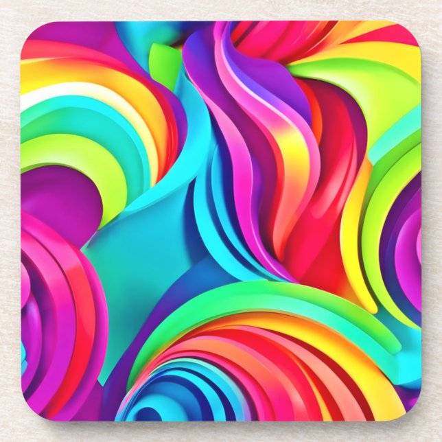 Vibrant Abstract Waves in Dynamic Colour Coaster (Front)