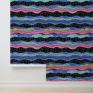 Vibrant Abstract Wavy Lines with Polka Dots Wallpaper