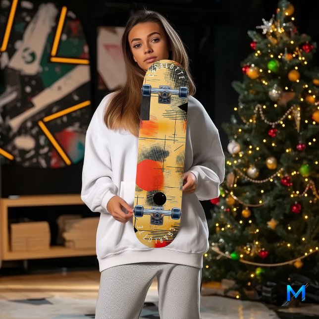 Vibrant Abstract Yellow and Red Skateboard Design (Creator Uploaded)