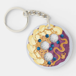 Vibrant Acai Bowl Illustration - Healthy Smoothie Key Ring