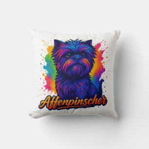 Vibrant Affenpinscher Pop Art Portrait – Colourful Cushion