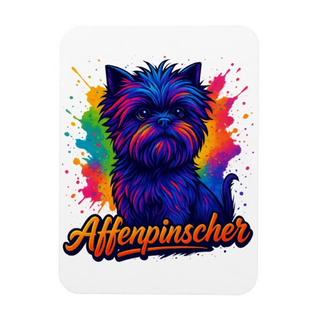 Vibrant Affenpinscher Pop Art Portrait – Colourful Magnet (Vertical)