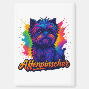 Vibrant Affenpinscher Pop Art Portrait – Colourful Magnet