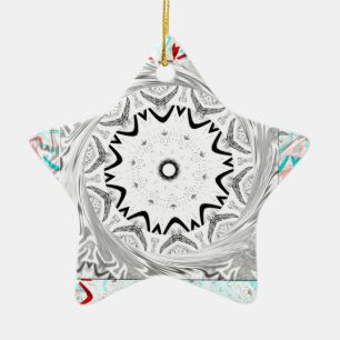 Vibrant African Culture: A Pink and Cyan Fusion Ceramic Tree Decoration