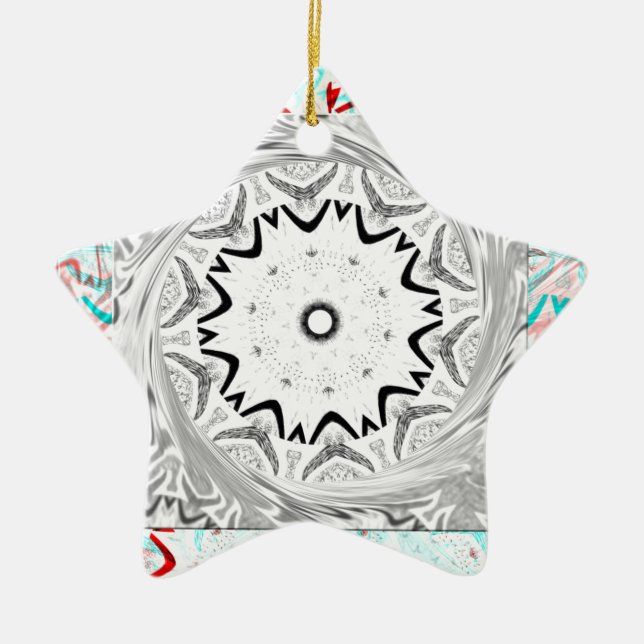 Vibrant African Culture: A Pink and Cyan Fusion Ceramic Tree Decoration (Front)