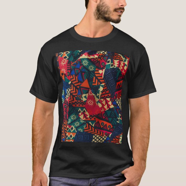 Vibrant African Geometric Tribal Abstract Pattern  T-Shirt (Front)