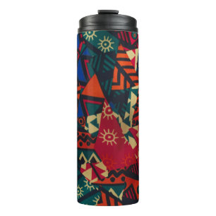 Vibrant African Geometric Tribal Abstract Pattern Thermal Tumbler