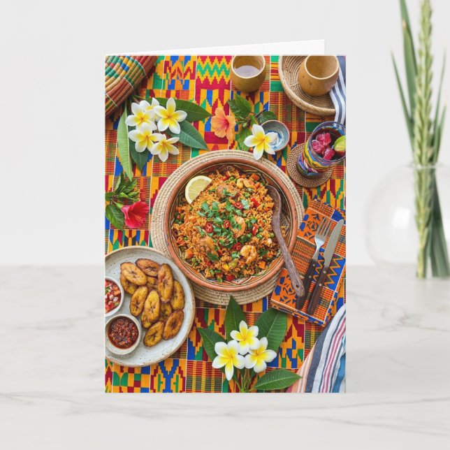 Vibrant African Jollof Rice Feast Greeting Card —  (Front)