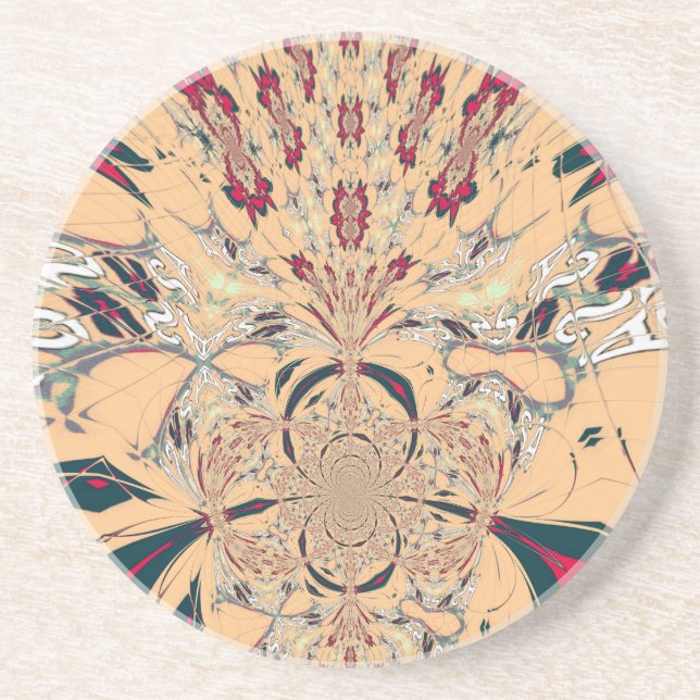 Vibrant African Kaleidoscope: A Peachy Delight Coaster (Front)