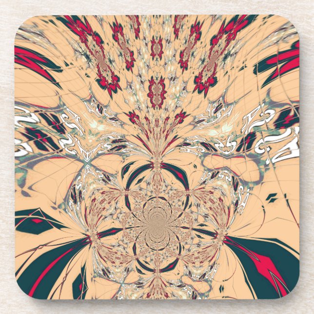 Vibrant African Kaleidoscope: A Peachy Delight Coaster (Front)