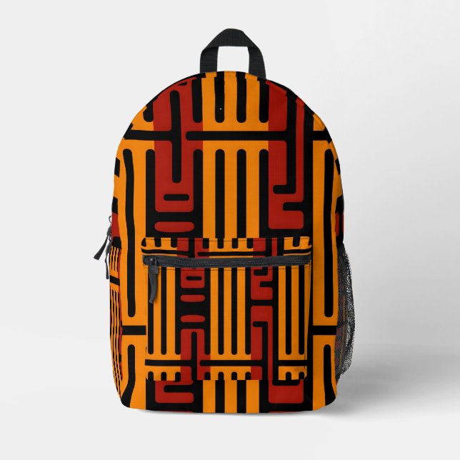 Vibrant African Pattern Printed Backpack (Front)