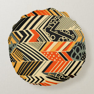 Vibrant African Pattern Round Cushion