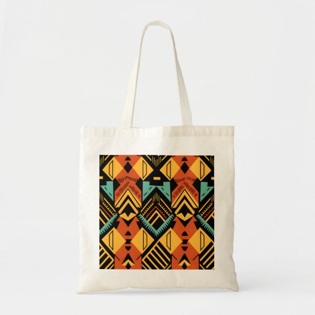 Vibrant African Pattern Tote Bag (Front)
