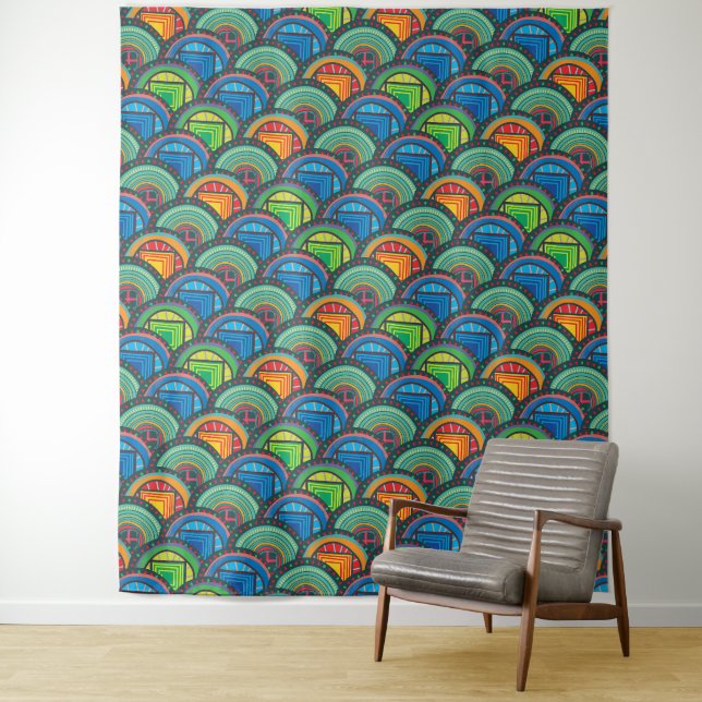 Vibrant African Textiles: Mixing Pattern Scales Tapestry (In Situ)