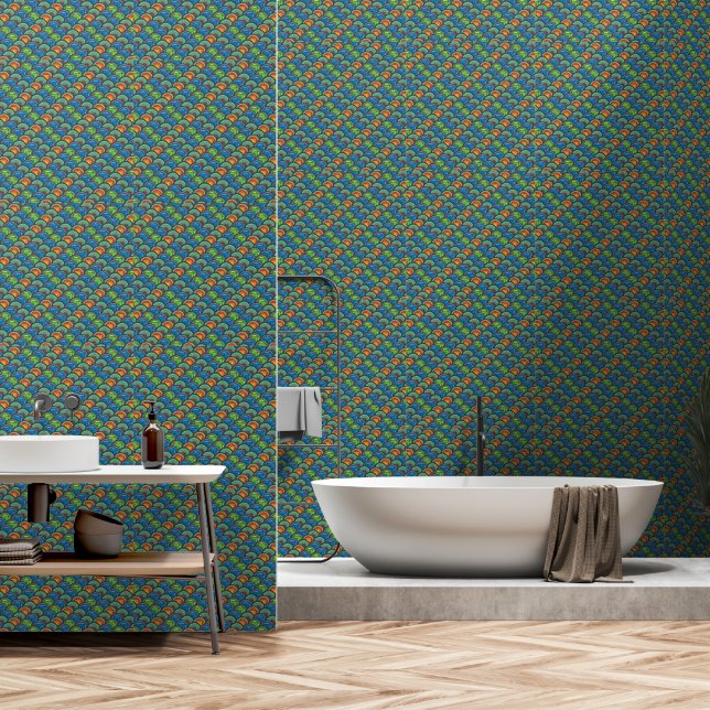 Vibrant African Textiles: Mixing Pattern Scales Wallpaper (Bathroom)