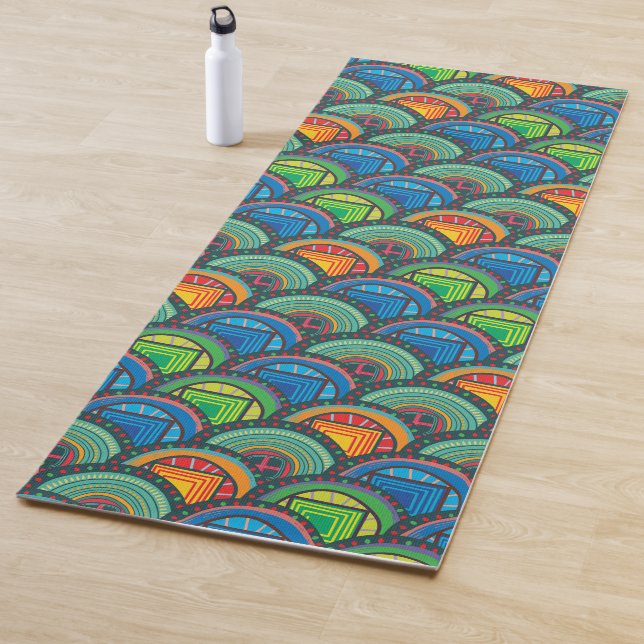 Vibrant African Textiles: Mixing Pattern Scales Yoga Mat (In Situ)