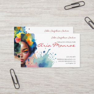 Vibrant Afro Art Makeup Artist Business Card