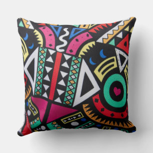 Vibrant Afro-Centric Geometric Pattern – Bold Trib Cushion