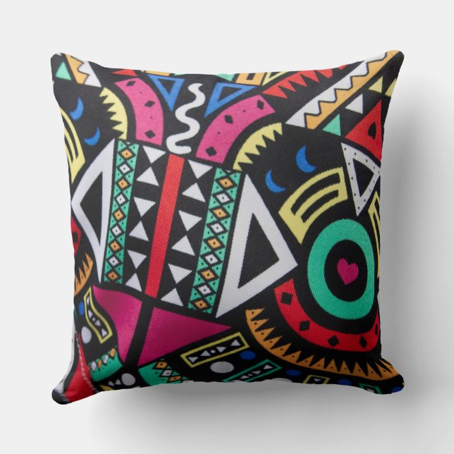 Vibrant Afro-Centric Geometric Pattern – Bold Trib Cushion (Back)