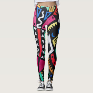 Vibrant Afro-Centric Geometric Pattern – Bold Trib Leggings