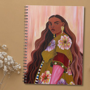 Vibrant Afrobohemian Woman Painting Boho  Notebook