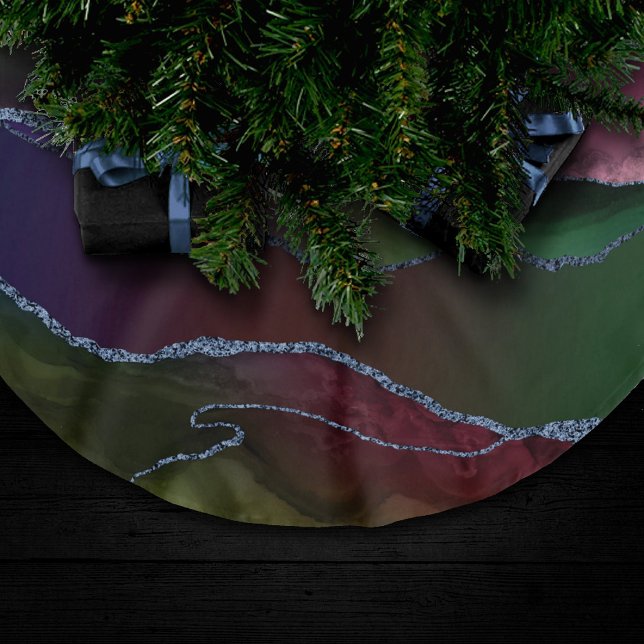 Vibrant Agate | Rich Pink and Green Jewel Tone Brushed Polyester Tree Skirt (Creator Uploaded)