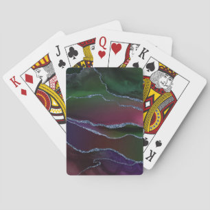 Vibrant Agate   Rich Pink and Green Jewel Tone Playing Cards