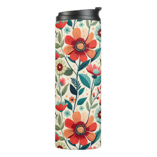 Vibrant AI Floral Thermal Tumbler with Elegance