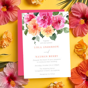 Vibrant All Seasons Watercolor Floral Wedding Invitation