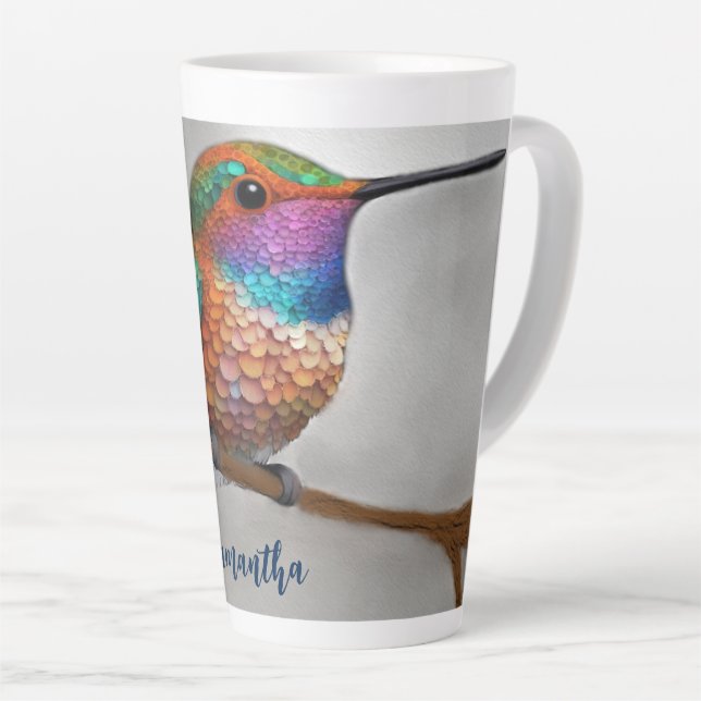 Vibrant Allen’s Hummingbird Painting Latte Mug (Right Angle)